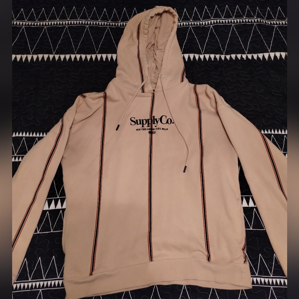 Supply Co. Beige Hoodie with Stripes
